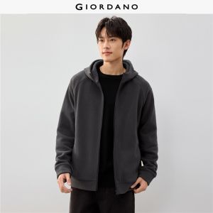 Giordano Beau Monde Men Polar fleece raglan sleeve hooded jacket Free Shipping 13076662