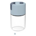 Transparent 100ml Press Type Control Salt Shaker Glass Seasoning Bottle Kitchen Condiment Jar with Anti-cation Design. 