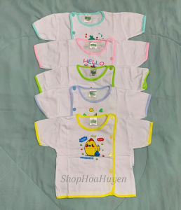 Combo 5 áo bé trai bé gái sơ sinh Dài Tay Cộc Tay cài lệch chất Cotton 100% Bossini- Áo dài tay bé sơ sinh 0-9kg
