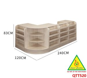 Quầy tính tiền Bàn thu ngân cho cửa hàng tiện lợi siêu thị mini shop QTT520 - Nội thất lắp ráp Viễn Đông ADV