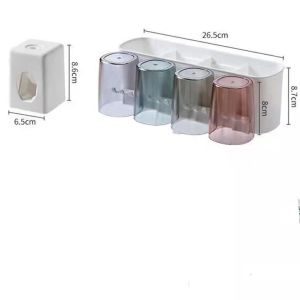IRhea Toothbrush holder with toothpaste dispenser squeeze toothpaste Storage