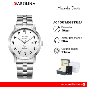 Jam Tangan Pria Alexandre Christie Primo AC 1007 MDBSSSLBA White Dial Silver Stainless Steel Strap