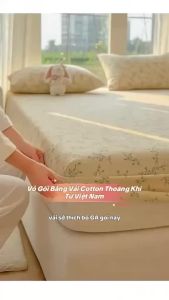 Bộ Ga Giường Cotton Ice 3 Món 1 Ga Bo Chun 2 Vỏ Gối Mát Mịn Thoáng Khí Ga Trải Giường Đũi Ice