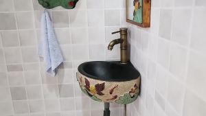 Corner Basin Wash Basin Ceramic Bathroom Sink Table Wash Basin Resin Outdoor Wash Basin Retro Style Washing