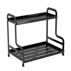 Space Saving Rusts Resistant Shelf 2 Tiers Iron Storage Rack for Kitchen and Bathroom Use Elegant Cosmetic Organizer