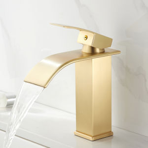 KORMES Luxury gold waterfall faucet for lavatory sink Stainless steel shower Bathroom hot and cold water 2 way connector