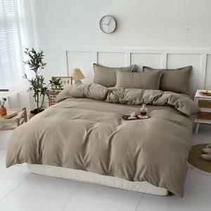 2024 Bộ Bốn Mảnh Cotton Lô Hội Màu Tinh Khiết Siêu Mềm Mại Thân Thiện Với Làn Da Ký Túc Xá Sinh Viên Ga Trải Giường Đơn Vỏ Chăn Bán Buôn