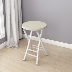 LALA Metal Frame Foldable Stool Chair Backrest Leisure Simple Portable Lightweight Outdoor Dining Chair Dormitory Kitchen Household Stool