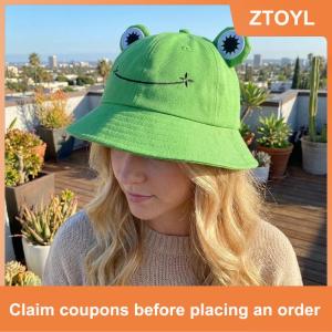 【ZTOYL】 Frog Bucket Hat For Women Cute Summer Sun Protection Wide Brim Fisherman Cap Outdoor Beach Travel Accessory