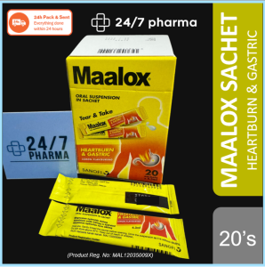 Maalox Sachet Oral Plus Suspension Gastric Heartburn Relief Sac 4.3ml x 20s Antacid Simethicone Sanofi