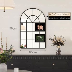 French retro full-length mirror Arched lattice decorative mirror Wall-mounted/Floor-mounted 装饰镜
