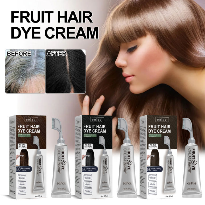 Eelhoe Fruit Dyeing Hair Cream Shampoo Black/Brown Color 5 Minutes ...