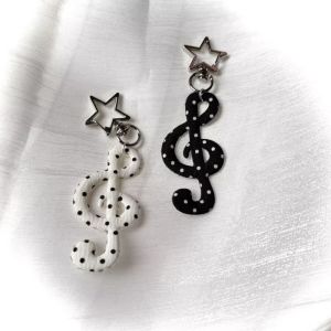 INNEED Cartoon Shape Musical Note Keychain Portable Fabric Fabric Pendant Lightweight Fade Resistant Cartoon Musical Charm DIY Handbook