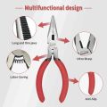 Needle Nose Pliers, 5 Inch, Needle Nose Pliers Set, 5 Pack, Small Needle Nose Pliers, Long Nose Pliers with Side Cutter, Spring Loaded Jewelry Needle Nose Pliers for Cutting and Bending Wire. 