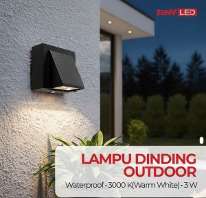 TaffLED Lampu Dinding TAMAN LED 1 ARAH 3/6 WATTOutdoor Aluminium Waterproof LED 3W Warm White - WD079
