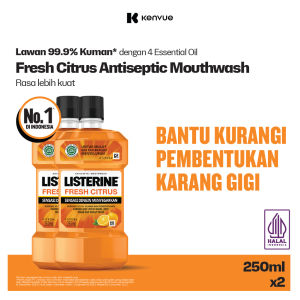 [Paket isi 2] LISTERINE Fresh Citrus Antiseptic Mouthwash 250ml - Obat Kumur Antiseptik