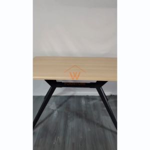 Wfurniture Super Top Dining Table Cafe Modern Restaurant Butterfly Rack Solid Meja Makan Luxury