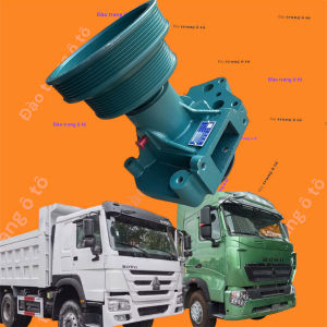 bơm nước HOWO 371 375 VG1062060351 buly 2 tầng có dây cu roa tản nhiệt động cơ cho xe ô tô howo