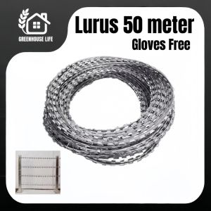 Dawai Kawat Duri Razor Barbed Wire Dawai Duri Pagar Dawai Duri Kawat Berduri Razor Wire Fence Lurus Galvanized Razor 刺绳 支架