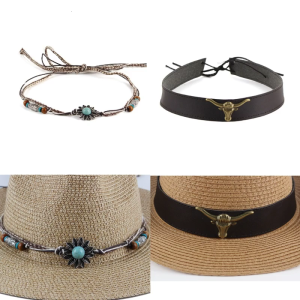 4 Styles Hand-Wovening Hat Rings Retractable Adjustable Hat Belt Leathers Straw Hat Belt Top Hat Accessories