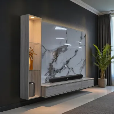 【Mr 99 Furniture】7ft TV Hanging Cabinet Hi-Glossy TVW-740🔥FREE INSTALLATION🔥With Led Light/Kabinet TV Gantung Dinding