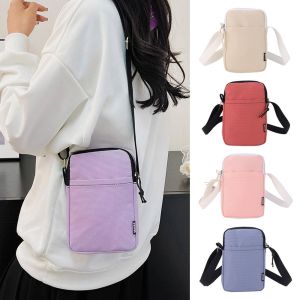 DAWEIF ง่ายๆ กระเป๋ามีซิป ผ้าใบแคนวาส กระเป๋าสะพายไหล่แบบสั้น กระเป๋า Crossbody กระเป๋าถือแบบถือ กระเป๋าใส่โทรศัพท์