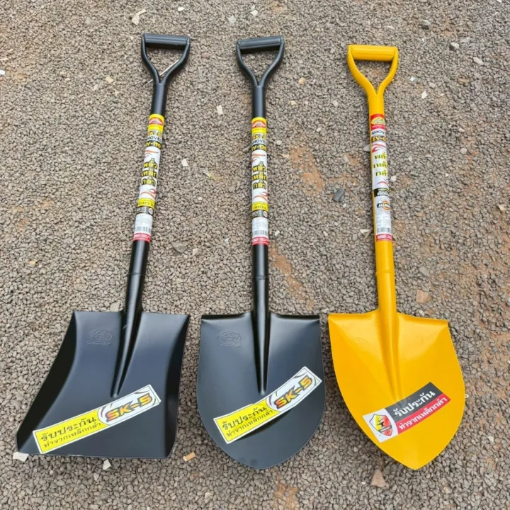 พลั่วเหล็กกล้า Allways ด้ามเหล็ก ปลายแหลม/ปลายตัด