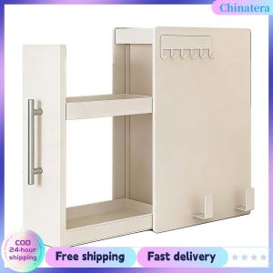 [Chinatera Flagship Store] Countertop Sliding Drawers Storage Unit with Handle & Hooks Condiment Storage Spice Shelf for Bathrooms Pantry Under Sink