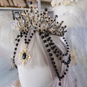 รุ่นใหม่ Lolita มงกุฎเจ้าสาวโลลิต้า เฮโลเวอร์จิน ที่คาดผมโกธิค อุปกรณ์เสริมผมไข่มุกบาโรก