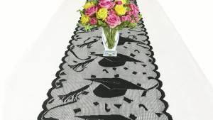 Graduation Table Runner 72 Inch - Lace Grad Cap Table Runner for Graduation Party Decorations 2025