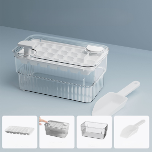 Homemade Ice Cube Moulds Food Grade Set with Lid Food Grade Ice Box Set Ice Cube Mould Press with Lid Ice Compartment Model Food Grade Ice Box Set Ice Cube Mould Press with Lid Ice Compartment Model