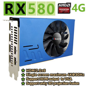 SRhonyra RX580 R7350 Multi-Monitor Graphics Card2/4/8GB GDDR5 256bit 6HDMI video card splicing screen graphics card  for stock trading/video wall/CCTV Survalance