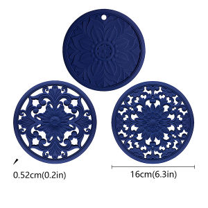 3pcs/set New Chinese Style Cutout Silicone Coaster Circular Insulation Pad Water Filter Pad Anti Scalding Mat Kitchen Accessorie2026