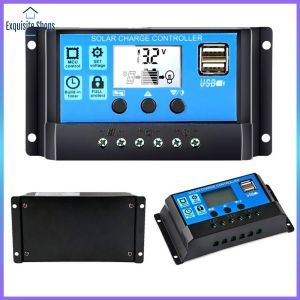Solar Battery Regulator with LCD Screen Dual USB Charging Ports Timer for Outdoor and Garden Solar Systems