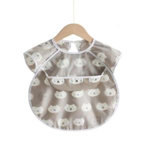 Water Proofing Short Sleeve Baby Bib Adjustable Smock For Mealtime Play Art Crafts Oil Resistant Feeding Apron Smock