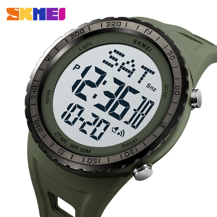 SKMEI Genuine Electronic Watch Large Dial Double Time Stopwatch Timer ...