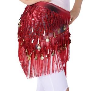 Bellydance Waist Belt Sparkling Belly Dance Waist Scarf Skirt Wrap Scarf Elegant Sequins Ballroom Dancewear