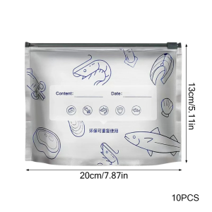 10Pcs Aluminum Foil Bags Reusable Food Grade Freezer Refrigerator Storage Bags Airtight Seal Freshness Lock for Meat Vegetables