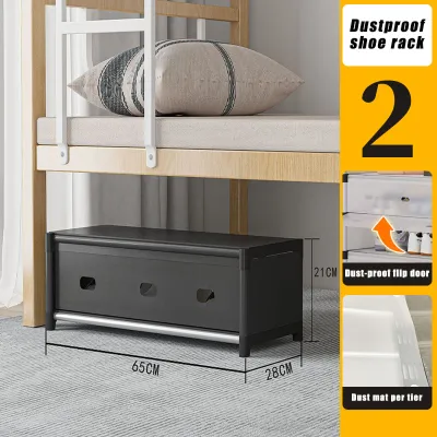 SALVO Rak Sepatu 4/5/6 Susun Dengan Penutup Penyimpanan Sepatu Stainless Steel Tahan Debu Dan Air