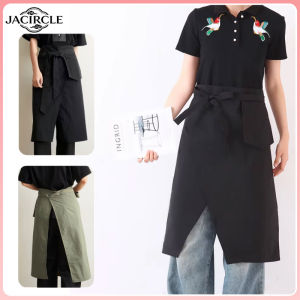 JACIRCLE Apron Big Pocket Body Waterproof Oil Resistant Half Length Short Apron Kitchen Chef for Restaurant Cafe Home 半身围裙