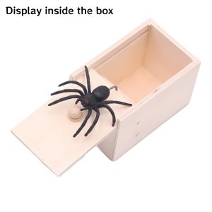 Prank Spider Wooden Box Toy Halloween Spoof Simulation Spider Toy Scary Prank Friend Toy Ideas Scare Surprise Toy Gifts