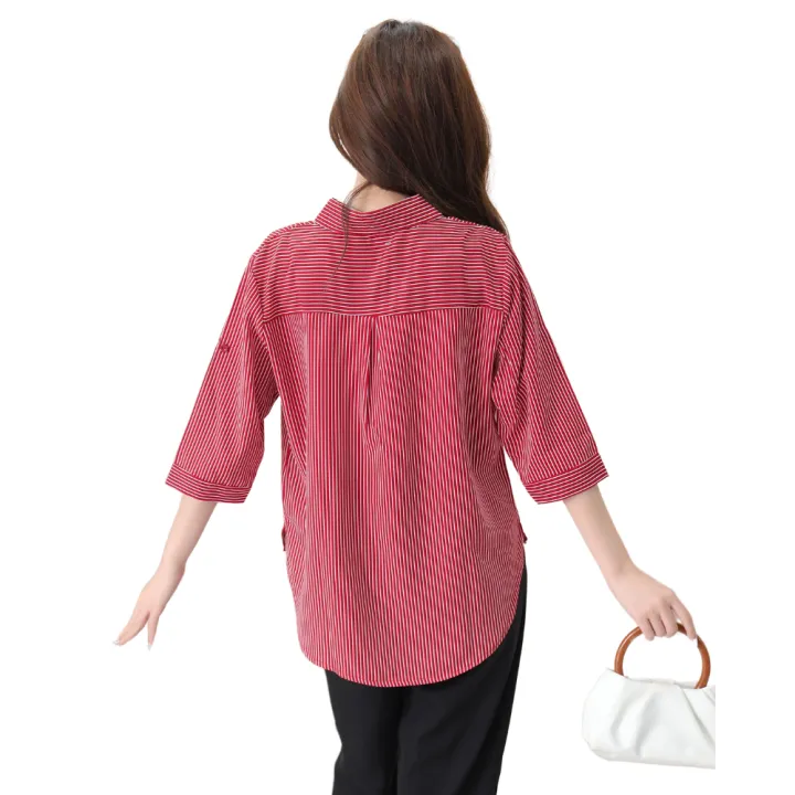 shop%20HAUL%20%20Formal%20Blouse%20L-XL%20V-Neck%20Long%20Sided%20Stripe%20Casual%20&%20Fashion%20Wear%20Women%20%203020%20-%20Image%208