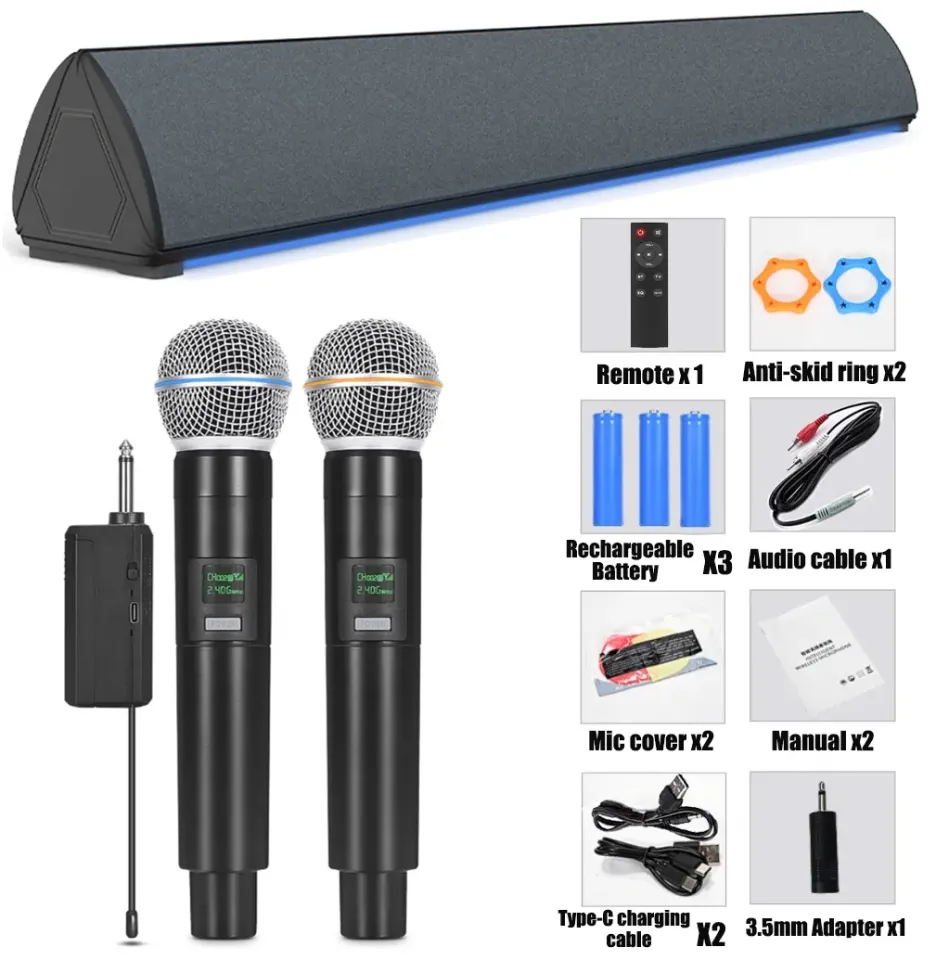 Free Microphone】Rsionch Sound Bar Karaoke with Microphone 20W