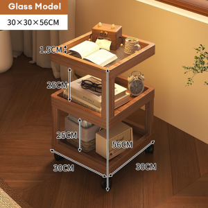 3 Layer Minimalist Bedside Table Living Room Removable Modern Bedroom Side Table Aesthetic with Wheel