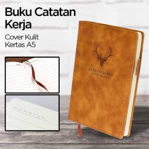Buku Catatan Kerja Meeting Planner NoteBook Notepad  Cover Kulit 180 Lembar A5
