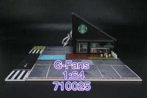 BEXON Hub   G-Fans Model 1:64 Starbucks Building Diorama Model With Lights (710025) PVC Material For Collections Display Kids Toys