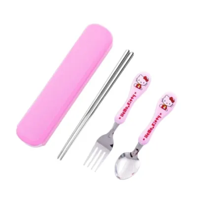 Set Alat Makan Sendok Garpu Sumpit Anak Stainless / Peralatan Makan Anak Set Karakter