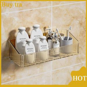 [Buytra] ชั้นเก็บของเครื่องสำอางติดผนังชั้นวางของติดผนังชั้นวางของพลาสติกติดผนังแบบไม่ต้องเจาะรูอุปกรณ์ในห้องน้ำ
