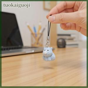 tuokaiguoji Flocking เพนกวินฮิปโปโปเตมัสพวงกุญแจสัตว์สายคล้องโทรศัพท์เรซินน่ารักเสือบีเวอร์หมีแรดกระเป๋ากระเป๋าเคสจี้