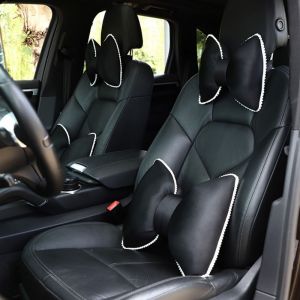 DENGJT Bowknot Auto Headrest Anti-fatigue Brethable Waist Cushion Lovely Ice Silk Car Waist Pillows For Women